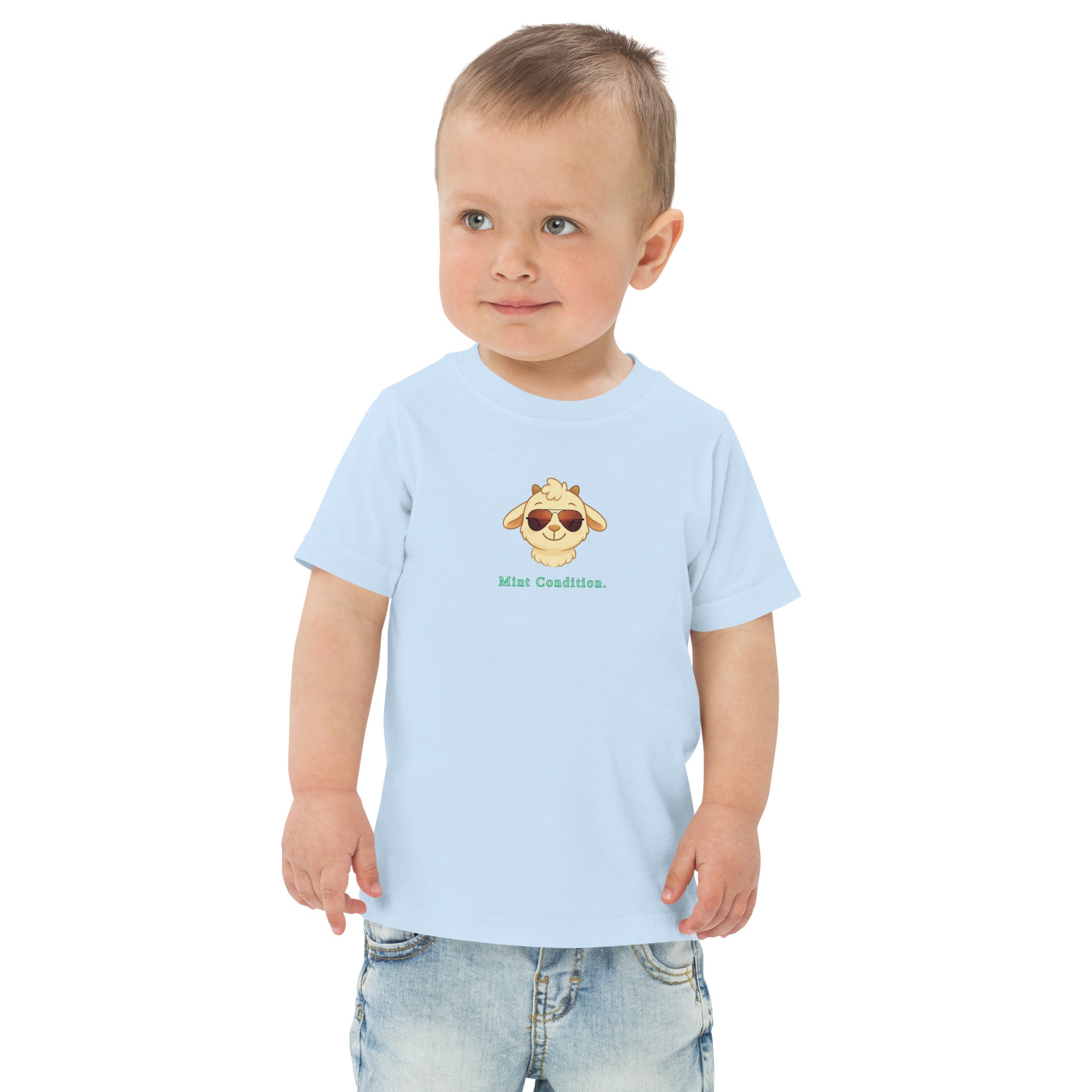 Little Bleats Signature "Minty" Toddler Tee in Light Blue — Aviator Edition, sizes 2T–5/6T