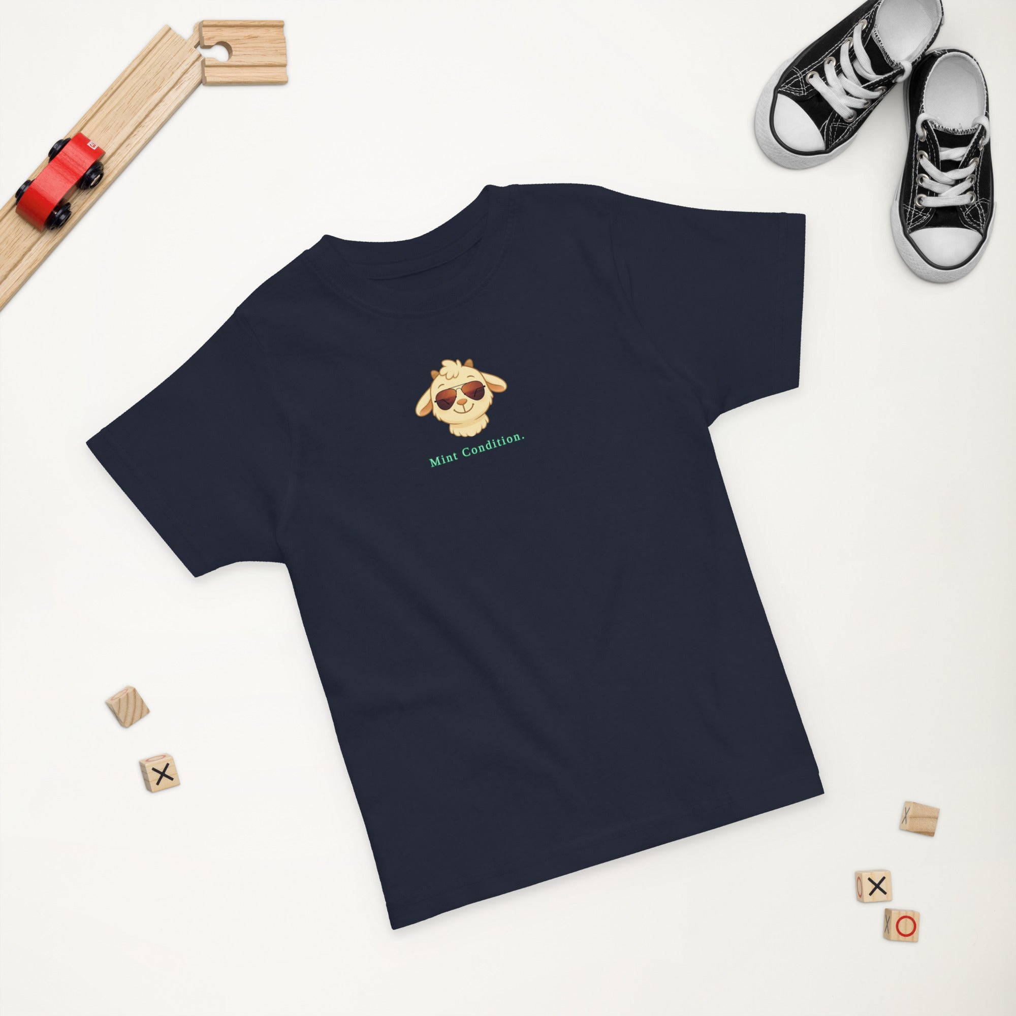 Little Bleats Signature "Minty" Toddler Tee in Navy — Aviator Edition, sizes 2T–5/6T