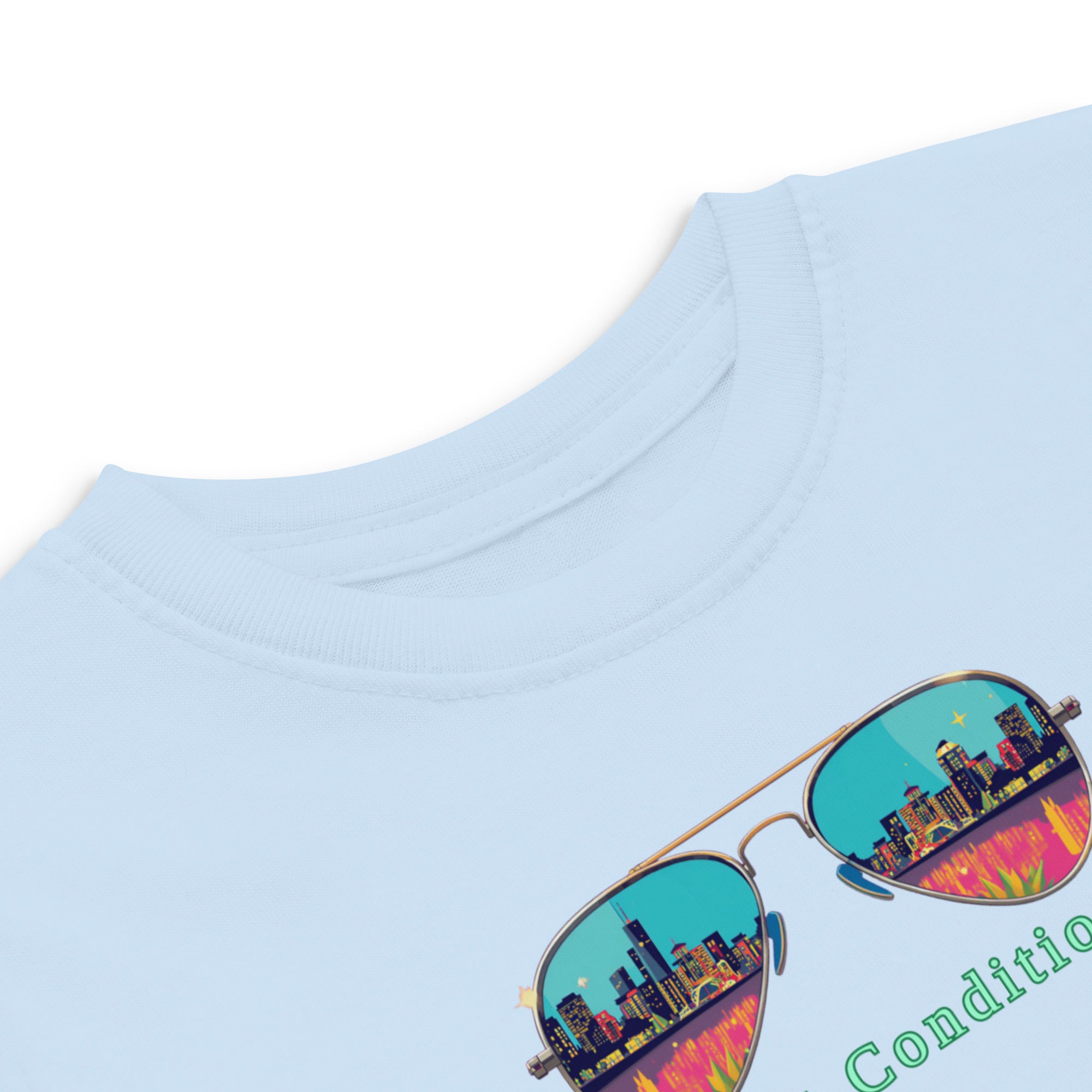 Little Bleats Toddler Jersey T-Shirt in Light Blue — Mint Condition Sunglasses design, sizes 2T–5/6T