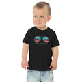 Little Bleats Toddler Jersey T-Shirt in Black — Mint Condition Sunglasses design, sizes 2T–5/6T