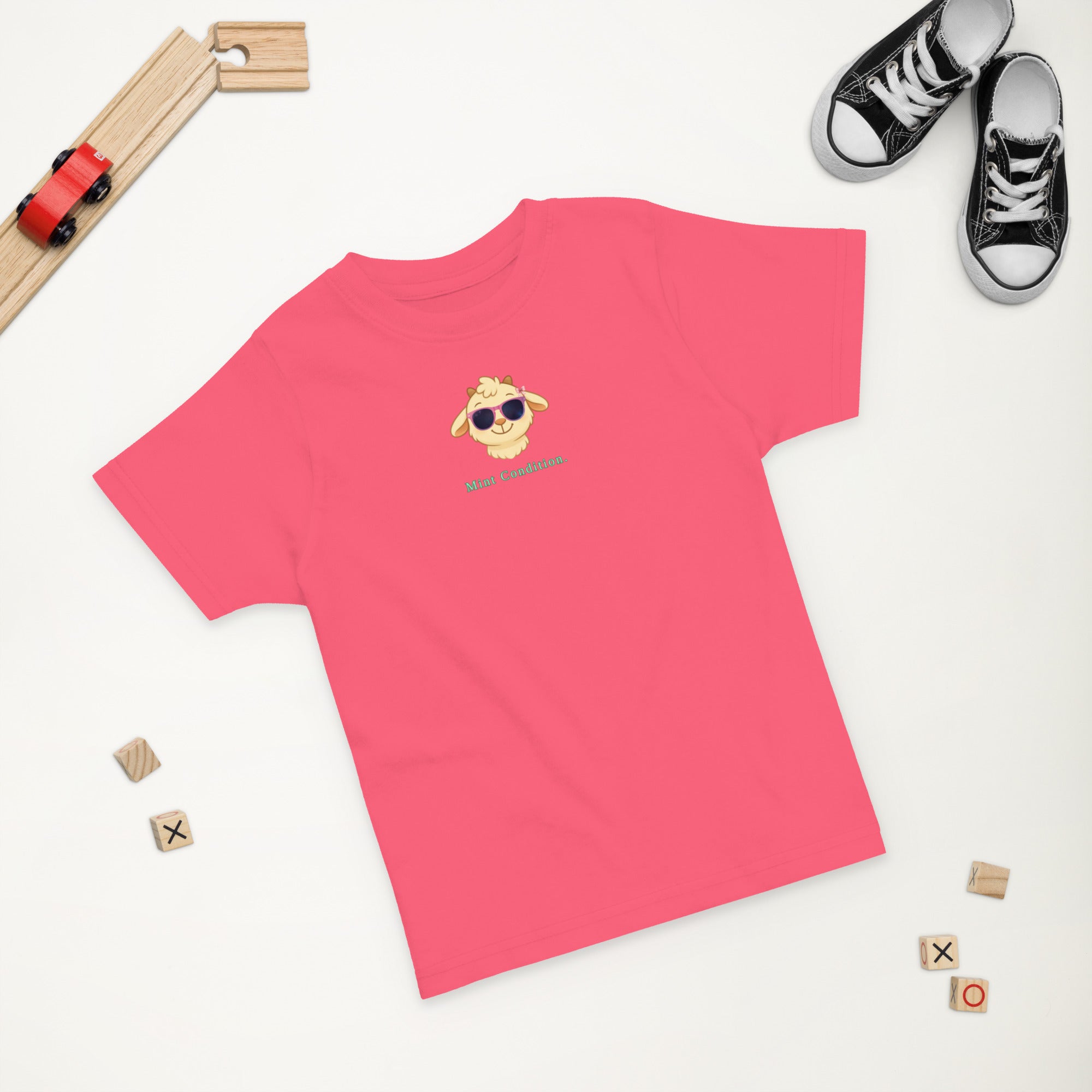 Little Bleats Signature "Minty" Toddler Tee in Hot Pink — Pink Sunglasses Edition, sizes 2T–5/6T